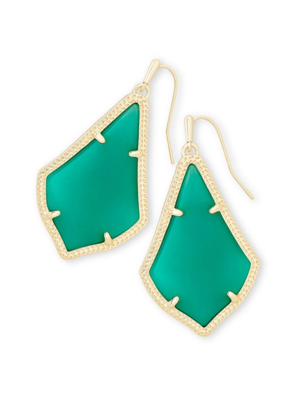 Kendra Scott Alex Cat's Eye Emerald Green earrings Gold Plated - Picture 5 of 6